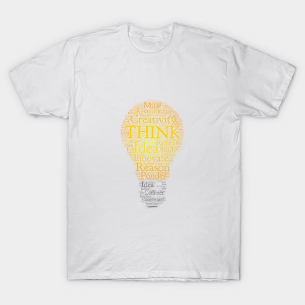 Think Light bulb Orange Light Word Could Art T-Shirt by ckandrus